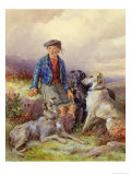Scottish Boy with Wolfhounds in a Highland Landscape, 1870 Giclee Print by James Jnr Hardy