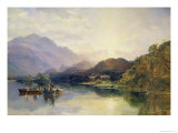 Fishing Party at Loch Achray, with a View of Ben Venue Beyond Giclee-trykk av Samuel Bough