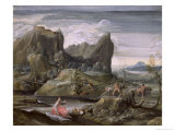Landscape with Bathers Giclee Print by Agostino Carracci