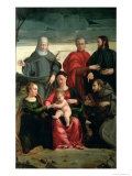 The Mystic Marriage of St. Catherine with St. Francis, St. Clare, St. Cosmas and St. Damian Lámina giclée por Gaspare Pagani