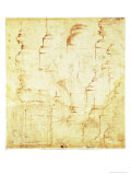 Sketches of a Column and Faces Giclee Print by Michelangelo Buonarroti 