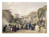 The Main Street in the Bazaar at Caubul, Fruit Season, Sketches in Afghaunistan, Engraved Haghe reproduction procédé giclée par James Atkinson