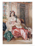 Lady Seated in an Ottoman Interior Wearing Turkish Dress, 1832 Giclee Print by Alfred-edward Chalon
