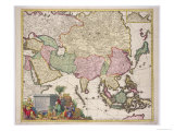 Map of Asia, Tartaria, Japan, the Philippines and East Indies, Engraved G. Van Gouwen, c.1690 Giclee Print by Karel Allard