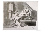 Erotic Scene of a Man with Two Women, c.1770-78 Giclee Print by Johann Heinrich Fussli