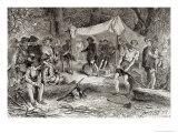 First Day at Jamestown, 1607, The Romance and Tragedy of Pioneer Life Mason, 1883 Giclee Print by William Ludlow Sheppard
