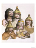 Detail of Headdresses and Weapons For Fishing in Alaska Giclee-trykk av D.k. Bonatti