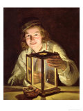 The Young Stableboy with a Stable Lamp, 1824 Giclee Print by Ferdinand Georg Waldmuller
