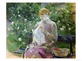 Pasie Sewing in Bougival's Garden, 1881 Giclee Print by Berthe Morisot