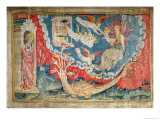 Woman About to Give Birth and Great Dragon Waiting to Devour, The Apocalypse of Angers, 1373-87 Giclee-trykk av Nicolas Bataille Woman About to Give Birth and Great Dragon Waiting to Devour, The Apocalypse of Angers, 1373-87 Giclee-trykk av Nicolas Bataille