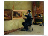 Charles Philippe Gevens, Father-In-Law of the Artist, Painting in His Studio 21, Avenue D'Eylau Giclee Print by Jules Ernest Renoux