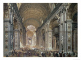Interior of St. Peter's, Rome, 1867 reproduction procédé giclée par Louis Haghe