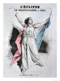 Mlle Agar Singing the Marseillaise, from the Front Cover of LEclipse, 28th August, 1870 Giclee Print by André Gill