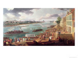 View of Paris from the Quai de La Rapee Giclee Print by Pierre-Denis Martin