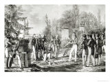 Students from the Ecole Polytechnique at the Tomb of Gaspard Monge Giclee Print by Hippolyte Lecomte