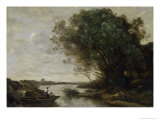River Landscape Giclee Print by Jean-Baptiste-Camille Corot