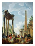 Architectural Capriccio with a Preacher in the Ruins, c.1745 Giclee Print by Giovanni Paolo Pannini