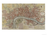 New and Exact Plan of the Cities of London and Westminster and the Borough of Southwark, 1725 Giclee Print