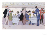 Restaurant Car in the Paris to Nice Train, 1913 Giclee Print by Sem 