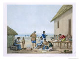 Domestic Occupations, Agagna, Guam, Philippines, from Voyage Autour du Monde Giclee Print by Jacques Etienne Victor Arago