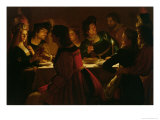 Feast Scene with a Young Married Couple, c.1617 Lámina giclée por Gerrit van Honthorst Feast Scene with a Young Married Couple, c.1617 Lámina giclée por Gerrit van Honthorst