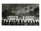Native Inhabitants, Friendly Islands, Dancing in Hapee, Third Voyage Atlas of Captain James Cook Giclee Print by John Webber