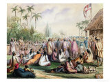 The French Protectorate's Pavilion in Tahiti in 1842, c.1842-48 reproduction procédé giclée par Maximilien Radiguet