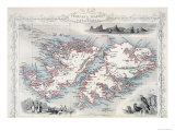 Falkland Islands and Patagonia, Series of World Maps, c.1850 Giclee Print by John Rapkin