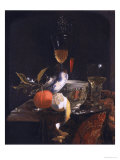 Still Life with Chinese Sugar Jar, Glass Goblet and Fruit reproduction procédé giclée par Willem Kalf