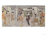 Young Women with a Basket of Chrysanthemums reproduction procédé giclée par Katsukawa Shunsho