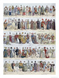 Pictorial History of Clothing in Ancient Gaul and in France, Up to Early 1600S, Pub.Larousse, 1929 Giclee Print by Louis Bombled