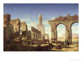 Ruins of the Mosque of the Caliph El Haken, Cairo, c.1840 reproduction procédé giclée par Prosper Georges Antoine Marilhat