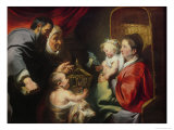 The Virgin and Child with SS Zacharias, Elizabeth and John the Baptist, c.1620 reproduction procédé giclée par Jacob Jordaens