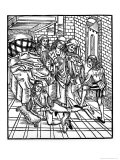 Surgeon Directs as Assistant Breaks and Resets a Leg, Das Buch Der Cirugia, c.1497 Giclee-trykk av Hieronymus Brunschwig