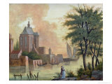 Promenade Along the Riverbank, 1821 Giclee-trykk av Charles Pierre Baudelaire