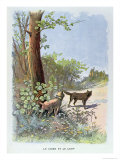 The Dog and the Wolf, from Fables Choisies de La Fontaine by Jean de La Fontaine Giclee Print by Georges Fraipont