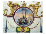 Large Pontoon with a Device to Thrust Stakes Into the Sea-Bed, Stanza Della Mattematica, 1587-1609 Giclee Print by Giulio Parigi