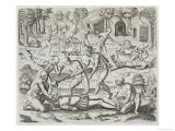 Cannibals in Darien, Panama, Capturing Spaniards, Gottfried, Pub. Merian, Frankfurt, 1631 Giclee Print by Theodor de Bry