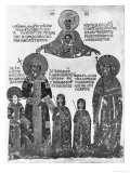 Manuel II Palaeologus and Family, Protected by Mary and Jesus, Works of St. Denys the Areopagite Giclee Print by Byzantine 