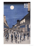 Night Time View of Saruwaka Street, from Meisho Edo Hyakkei reproduction procédé giclée par Ando Hiroshige