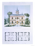 Small Country House Near Paris, Engraved by Walter, Plate 5, Architecture Pittoresque et Moderne Giclee Print by Andre Marty