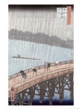 Sudden Shower over Shin-Ohashi Bridge and Atake Lámina giclée por Ando Hiroshige