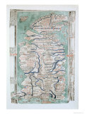 Map of England, Scotland and Wales, Ms Royal 14.C VII, Fol 5 V, 1250 Giclee Print by Matthieu Paris