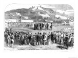 Evacuation of the Crimea, Ceremony at Ordinance Wharf, Balaclava, Illustrated London News 1856 Giclee Print by Robert Thomas Landells