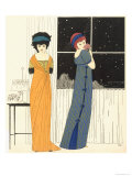 Two Empire Line Evening Dresses, from Les Robes de Paul Poiret 1908 Giclee Print by Paul Iribe