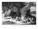 Funeral Meal at the Time of the Bear and the Mammoth, Illustration from L'Homme Primitif Giclee-trykk av Emile Antoine Bayard
