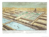 View of Ancient Babylon, Plate 3, Entwurf Einer Historischen Architektur, Engraved Delsenbach reproduction procédé giclée par Johann Bernhard Fischer Von Erlach