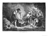 Conquest of Fire, Illustration from L'Homme Primitif by Louis Figuier Giclee-trykk av Emile Antoine Bayard