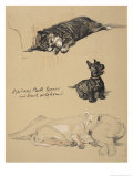 Aberdeens, Bull-Terrier and Irish Wolfhound, Just Among Friends, Cecil Charles Windsor, c.1930 Giclee Print by Cecil Aldin