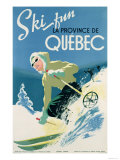 Poster Advertising Skiing Holidays in the Province of Quebec, c.1938 reproduction procédé giclée